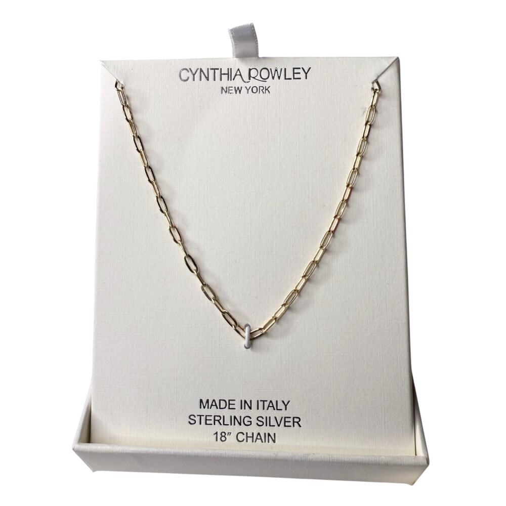 Cynthia Rowley Sterling Silver Necklace Gold 18'" Chain Rope Link Italy New Box